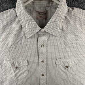 VTG H Bar C Ranchwear Western Shirt Pearl Snap USA Made Long Tail Long Sleeve